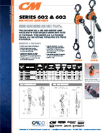 CM Series 602/603 Mini Lever Hoist Specs