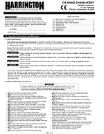 Harrington CX Hand Chain Hoist Manual