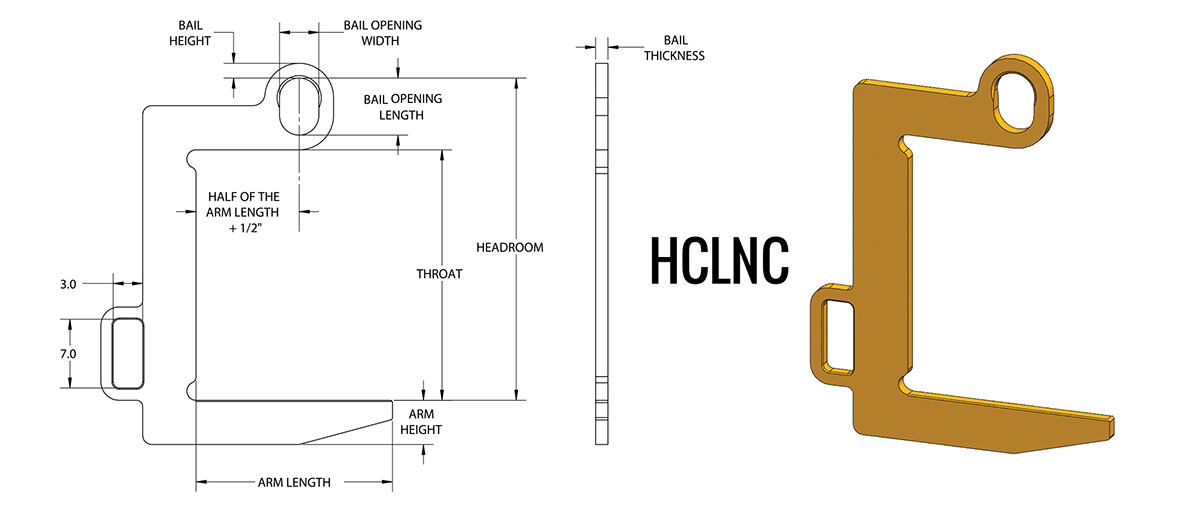 HCLNC - Narrow Coil Lifter Dimensions HCLNC - Narrow Coil Lifter Dimensions