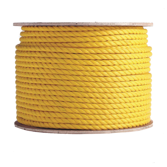 Three Strand Twisted Yellow Polypropylene Rope
